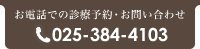 お電話での診療予約・お問い合わせ 025-384-4103